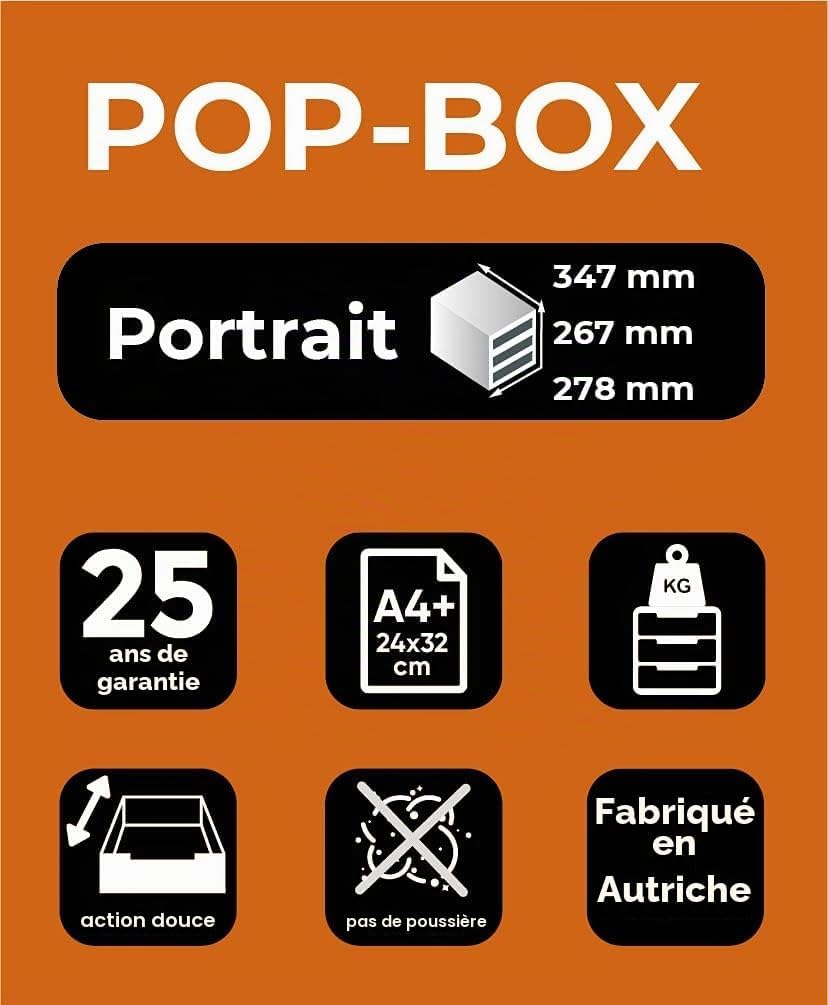 Thumbnail 4 de Exacompta POP-BOX 314498D – Caisson 4 tiroirs fermés pour documents A4/A4+ (Noir et motif arlequin)