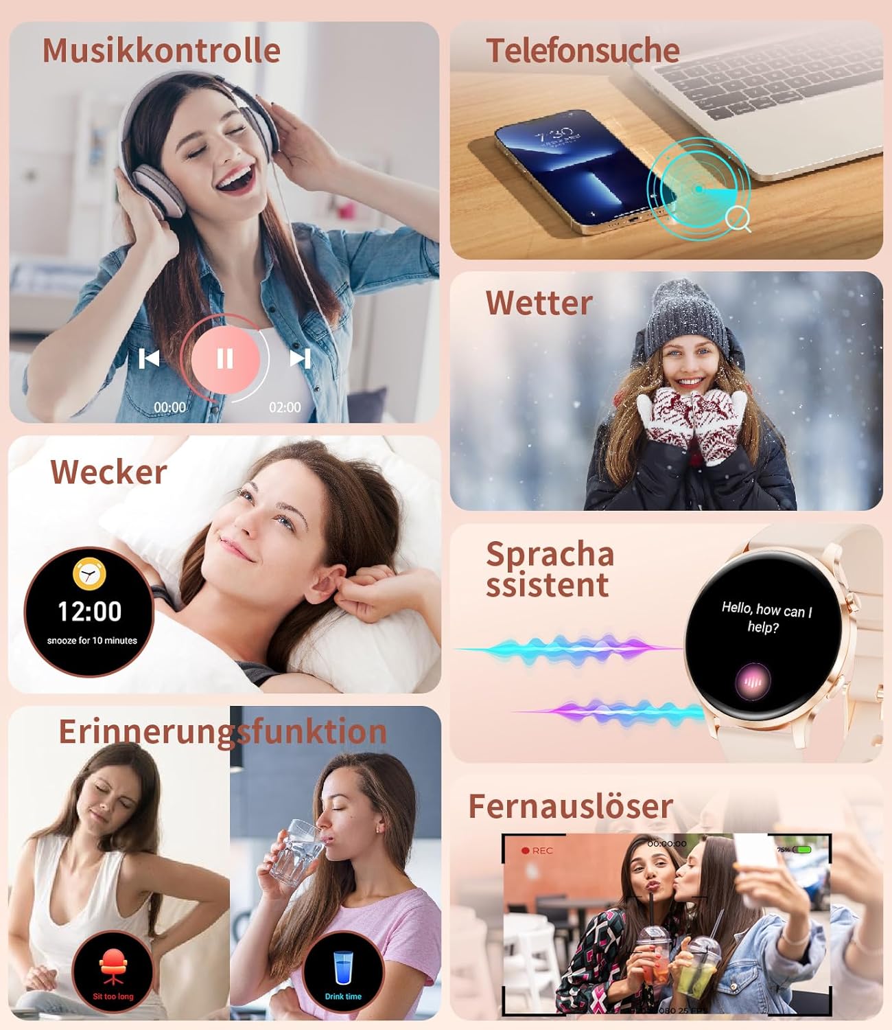 Detalle de SUNKTA Montre Connectée Femme 7,9 mm Ultrafin – Écran AMOLED 1,32'' et double câble de recharge