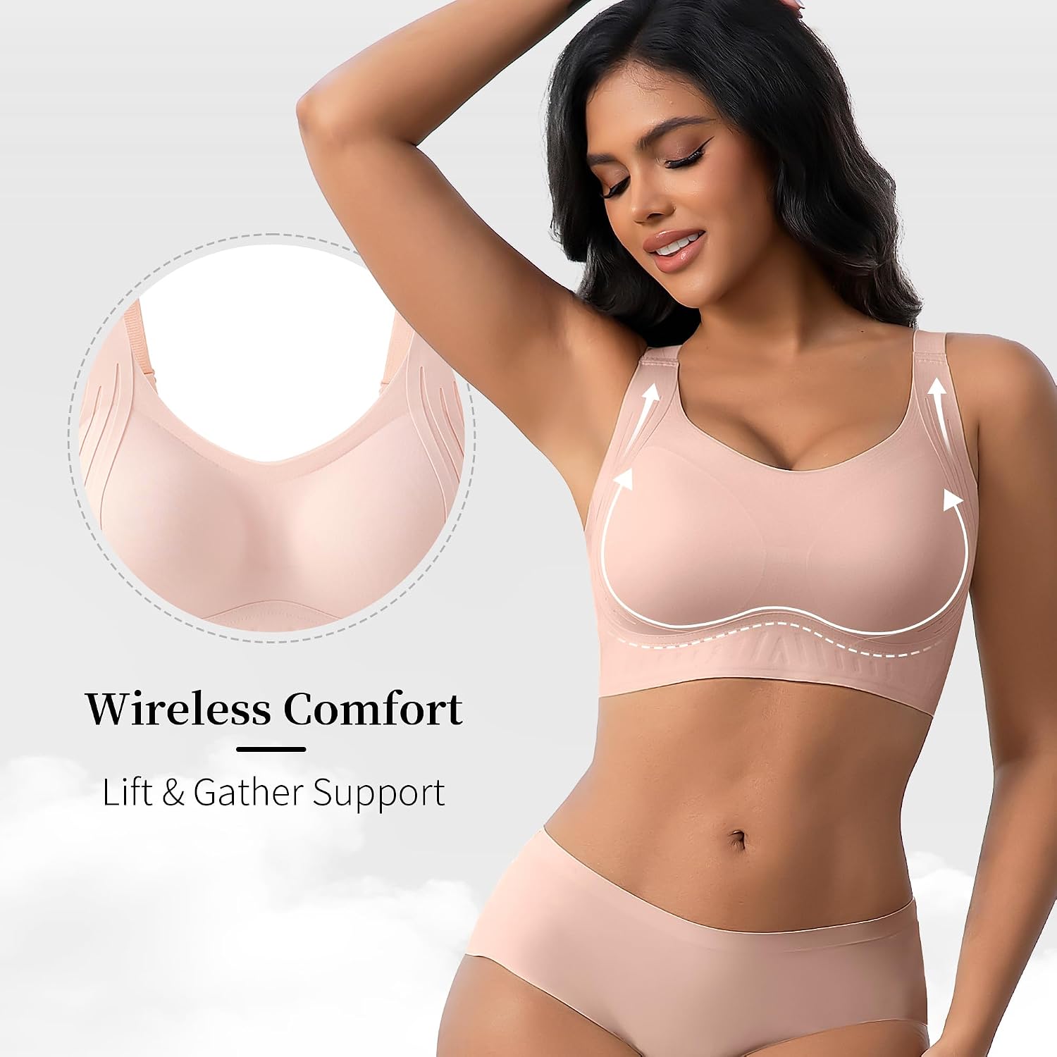 Detalle de Fittingirls Soutien-gorge sans armature à coques semi-fixes – lifting complet et bretelles antidérapantes