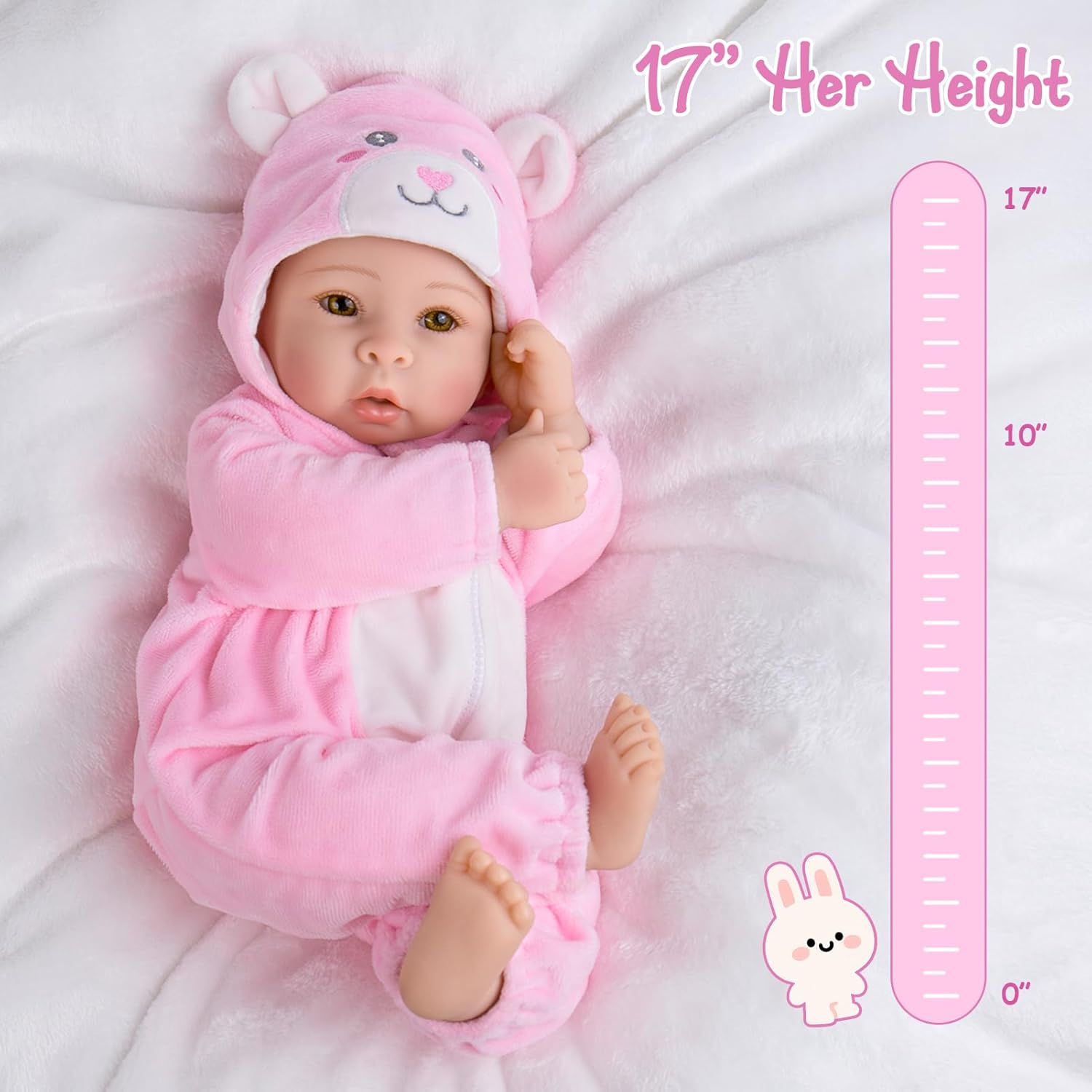 Thumbnail 4 de Aori 17-inch Realistic Baby Doll with Soft Body, Feeding Kit Included
