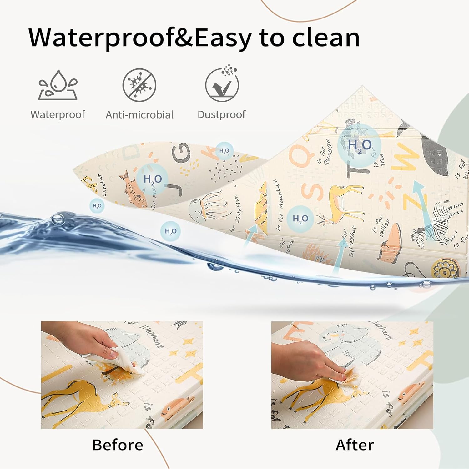 Thumbnail 3 de Sour Lemon 180x160cm Folding Wildlife Mat – Thick Baby Play Mat