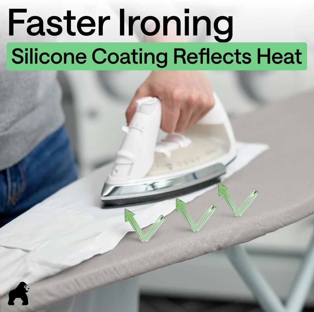 Detalle de Gorilla Grip The Original Ironing Board Cover and Pad (Silicone Coating, 400°F Scorch Resistant) Silver 15x54