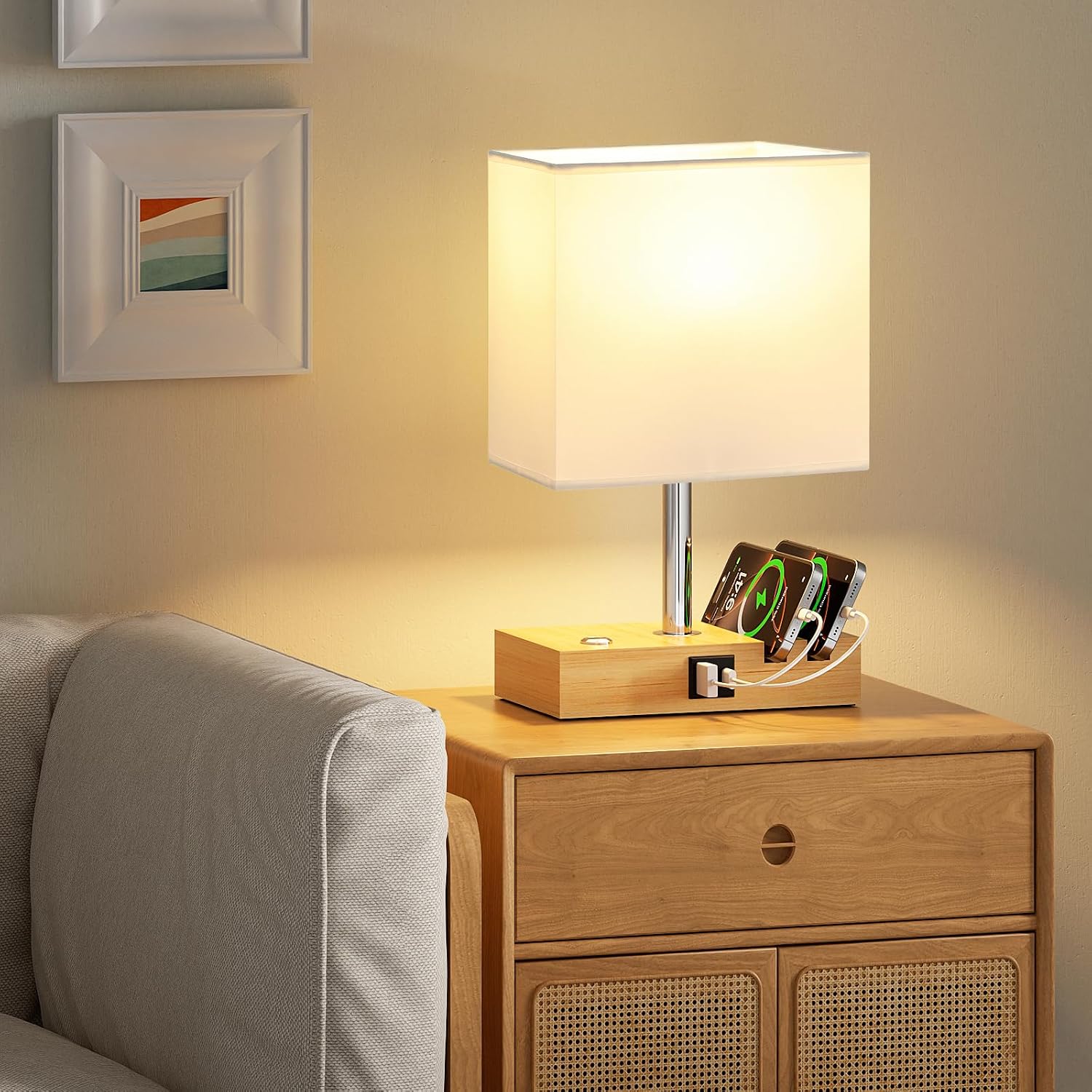 Thumbnail 5 de PreeOtti White Table Lamp with USB