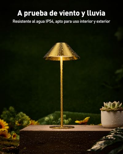 Detalle de Bojim lámparas de mesa sin cable con USB recargable, iluminación LED táctil y acabado dorado