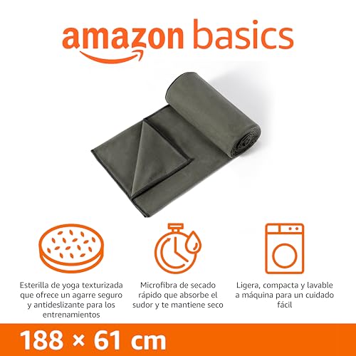 Detalle 2 de Amazon Basics Toalla esterilla 188 cm gris 🧘♀
