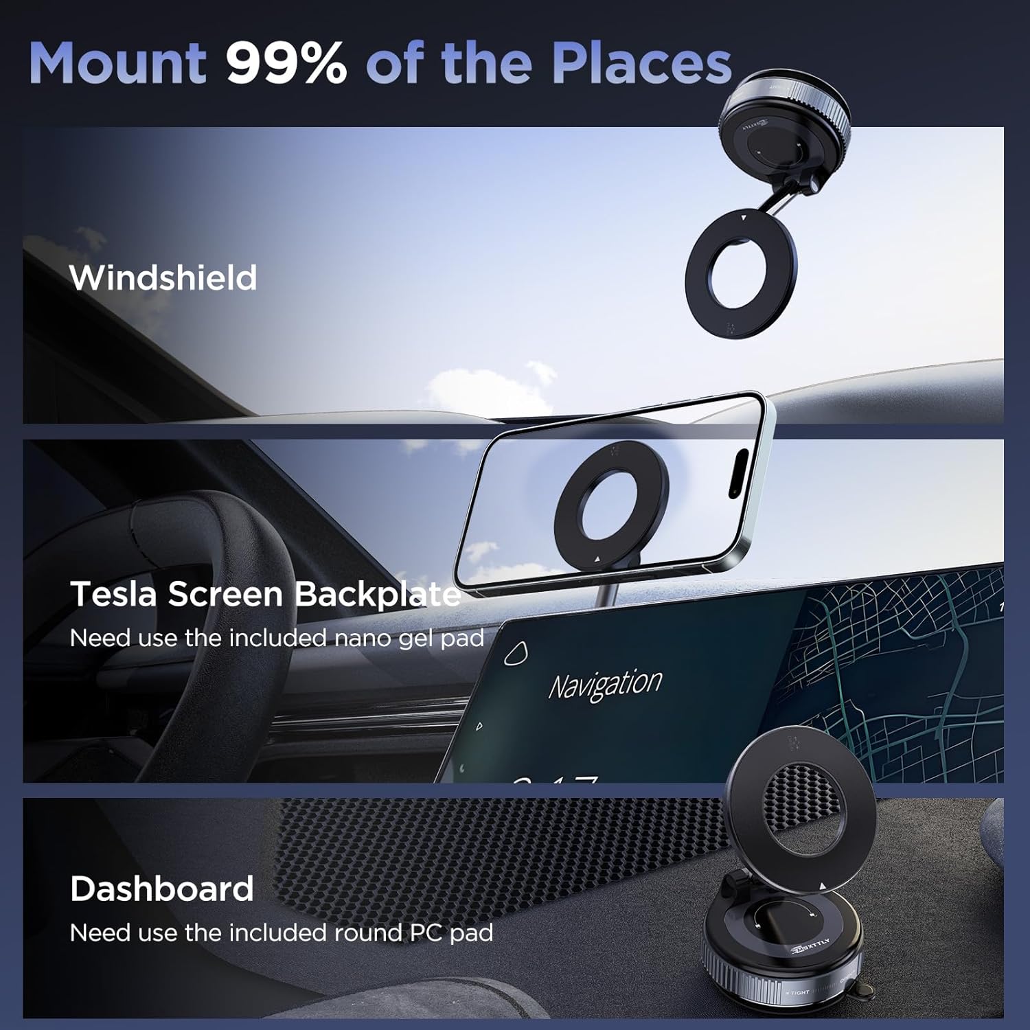 Detalle de MSXTTLY Vacuum Magnetic Phone Holder for Car