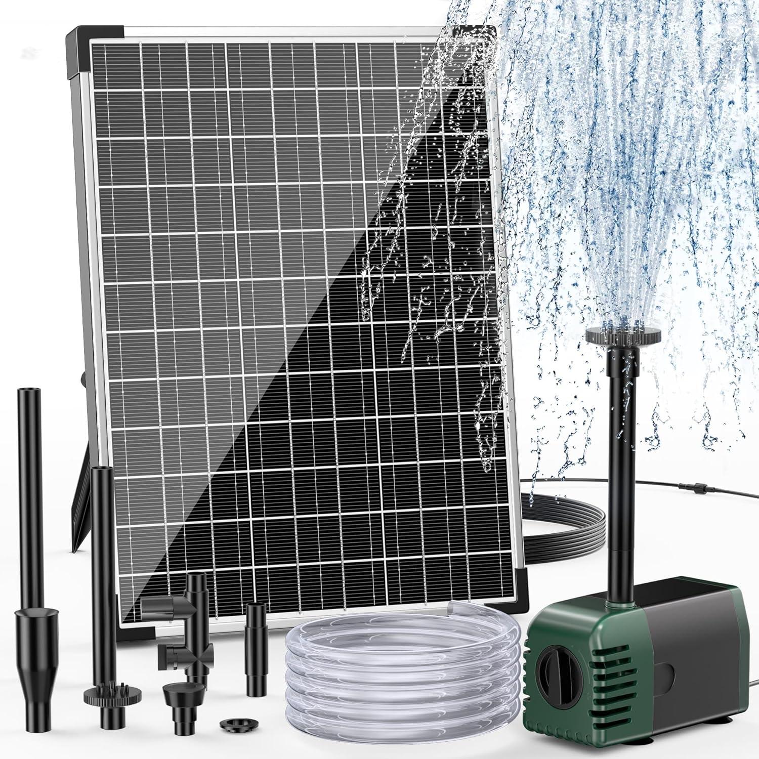 Biling 20W Solar Water Fountain Pump (4 Nozzles) for Ponds, Gardens & Dog Paddling Pools