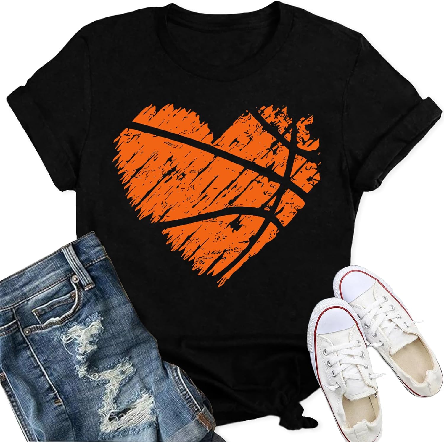 Detalle de Qskall Women's T-Shirts Cute Netball Heart Shirt – Basketball Tee Tops