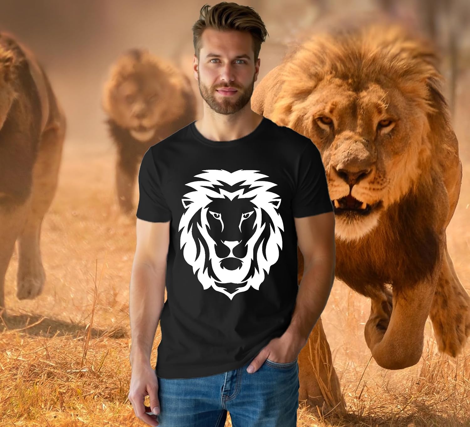Detalle 2 de Lion face t shirt, loose fit tee