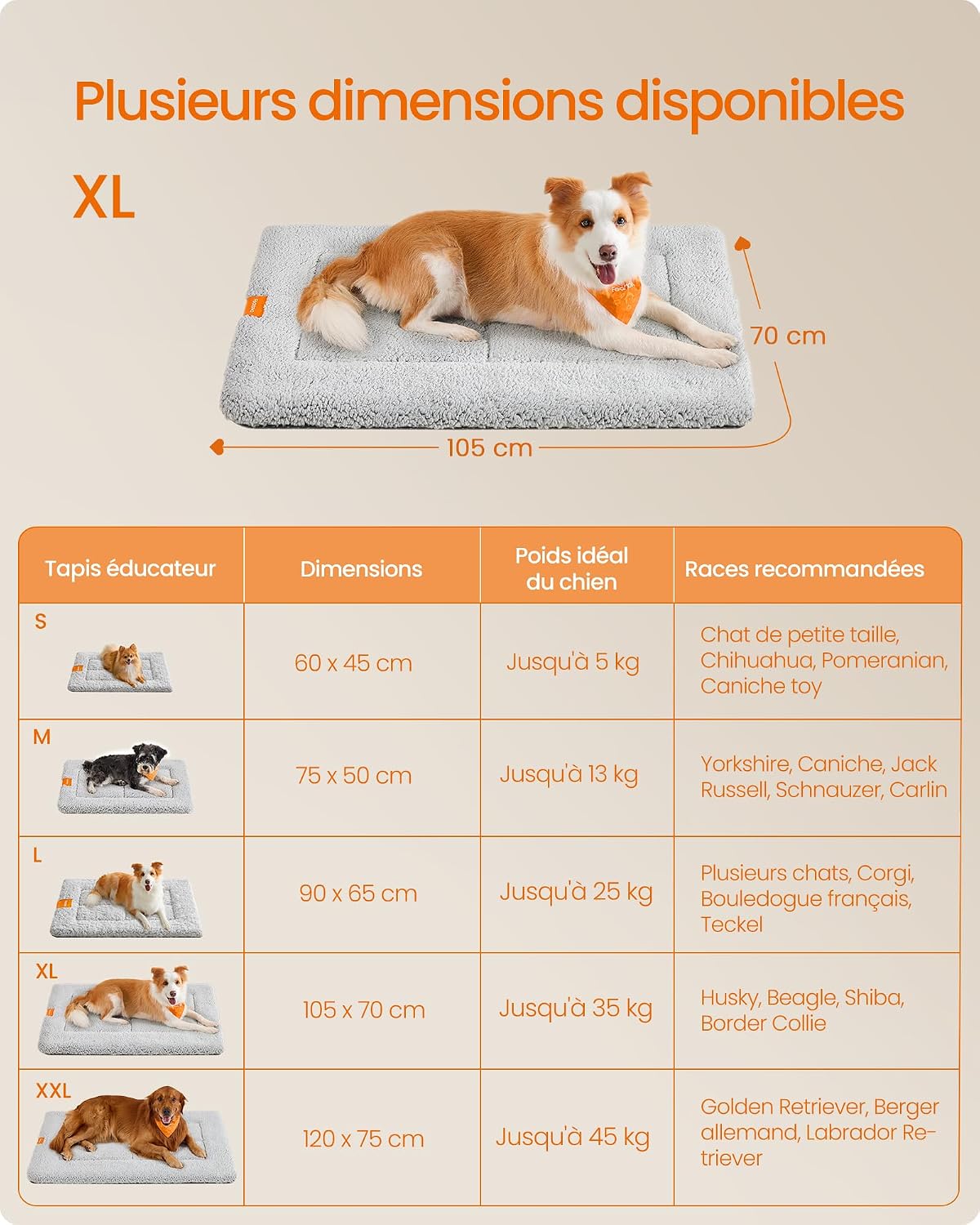 Detalle 2 de Feandrea tapis chien 105 x 70 cm XL