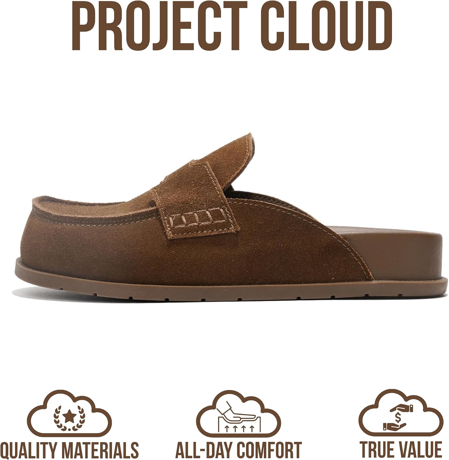 Detalle de Project Cloud 100% Genuine Leather Women’s Clogs with Plush Insole, Arch Support & Non-Slip Sole