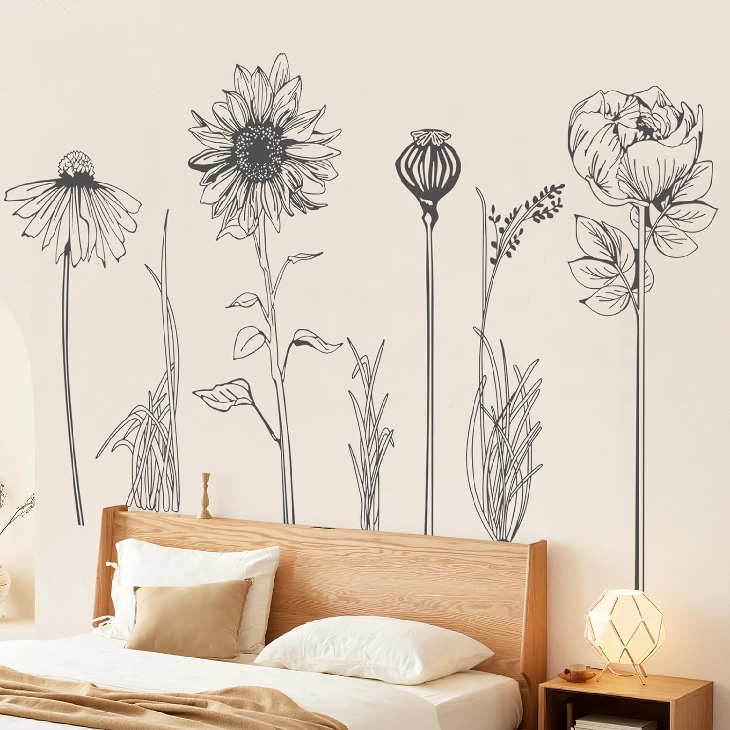 Thumbnail 5 de Supzone XXL Garden Flowers Wall Stickers: Black Sunflowers & Wildflowers for Modern Floral Accent