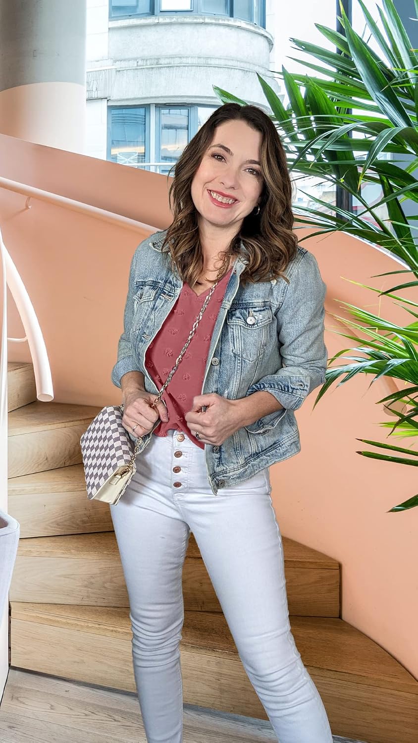Detalle de Aokosor Ladies Tops: Swiss Dot V-Neck Puff Sleeve Blouse for Everyday Style