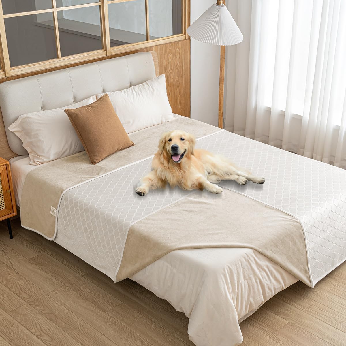 Detalle de Amarrirose wasserdichte Hundedecke 80x100 cm – Outdoor- und Sofaschutz, waschbar, Beige/Elfenbeinweiß