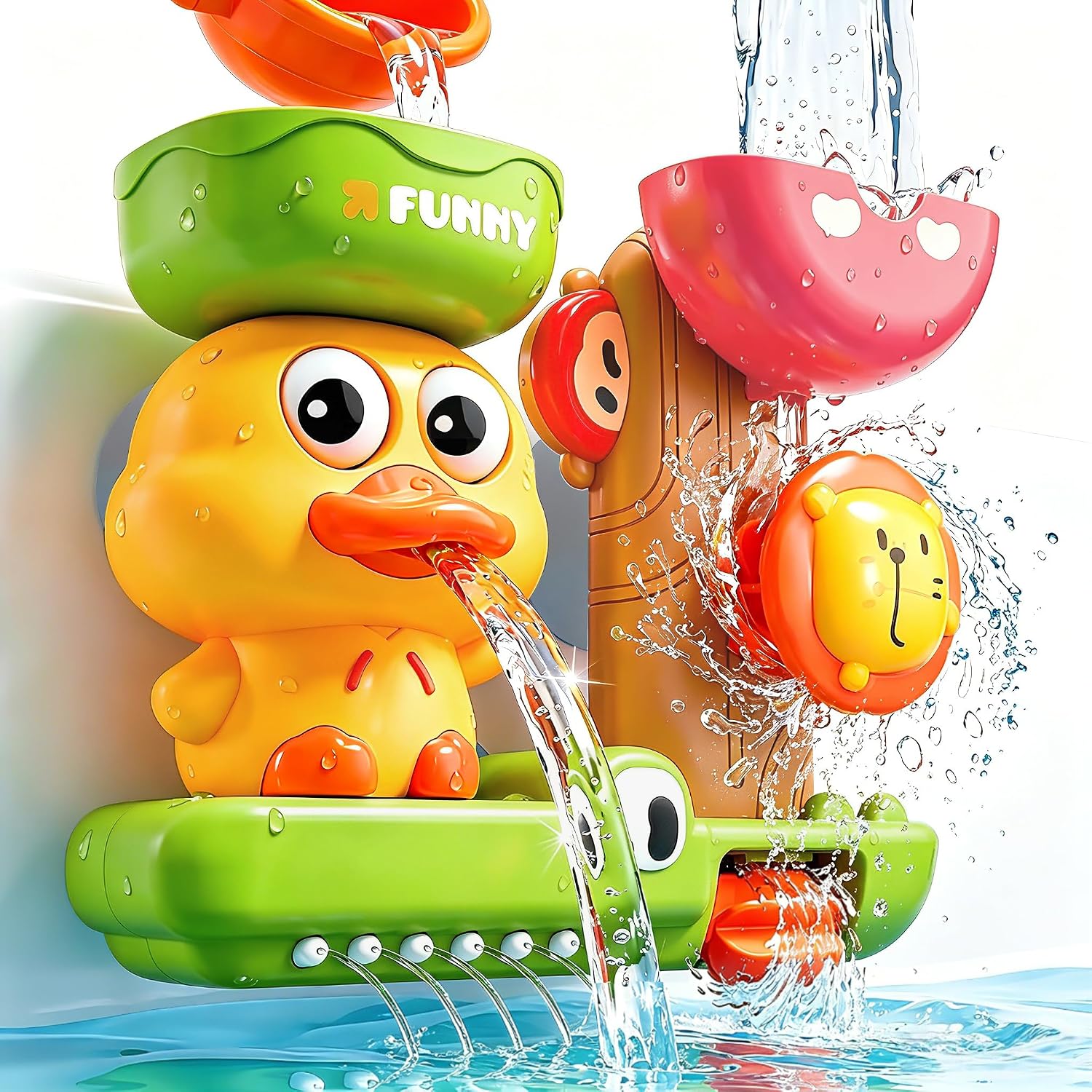 Detalle de KmmiFF Badespielzeug Baby ab 1 Jahr mit 3 Saugnäpfen, Wasserrad & Gießkanne