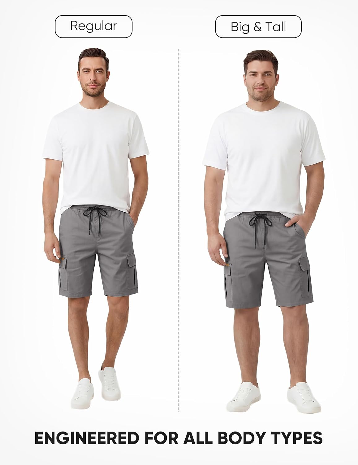 Thumbnail 6 de JMIERR Mens Casual Cotton Twill Cargo Shorts with Drawstring and 6 Pockets