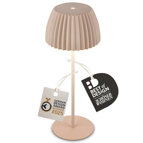 Detalle de BRILONER RIFFLE: lámpara de mesa recargable y sin cable con borde luminoso, IP44 y regulador táctil
