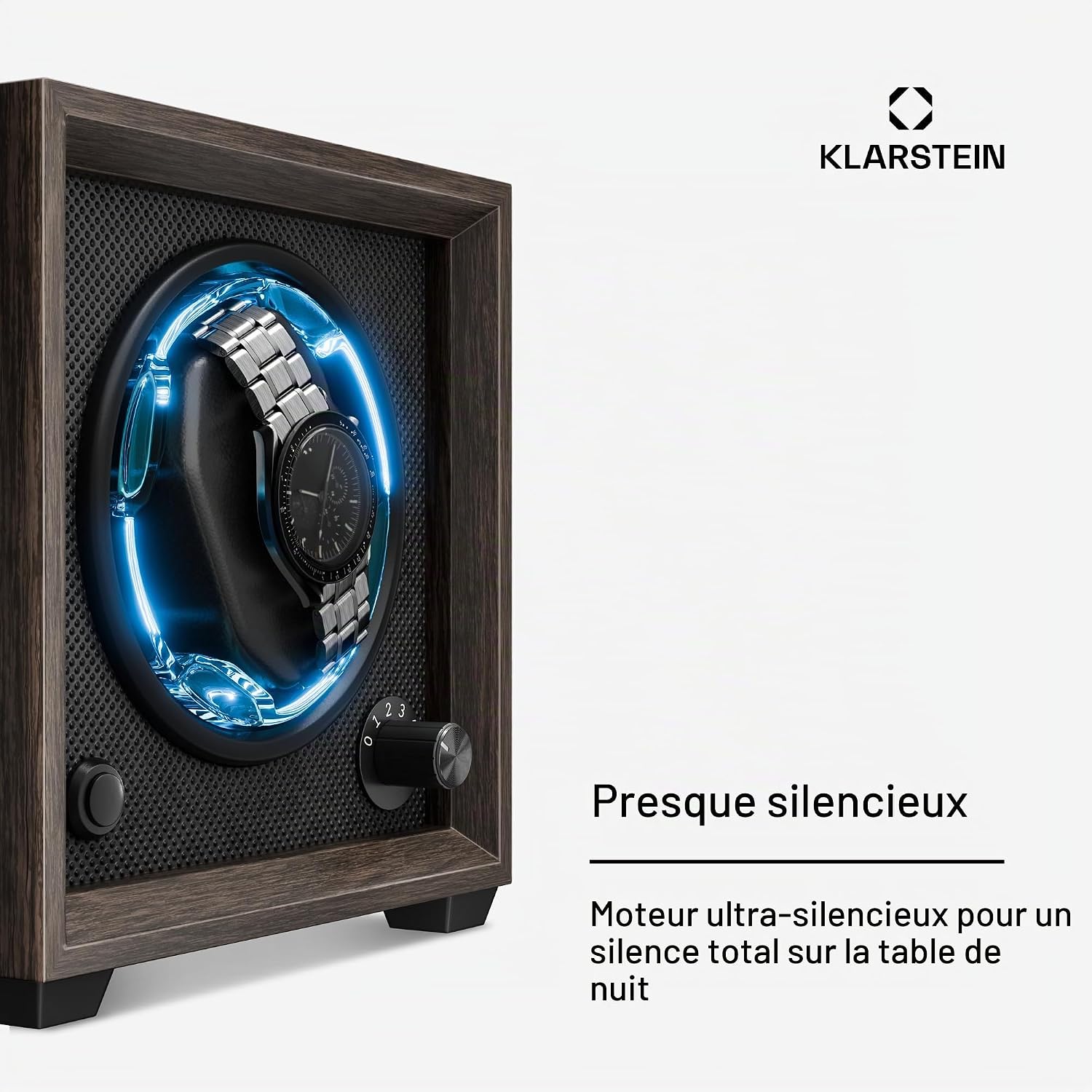 Detalle 2 de Klarstein Brienz horlogeopwinder voor 4 horloges met acryldeur en blauwe led