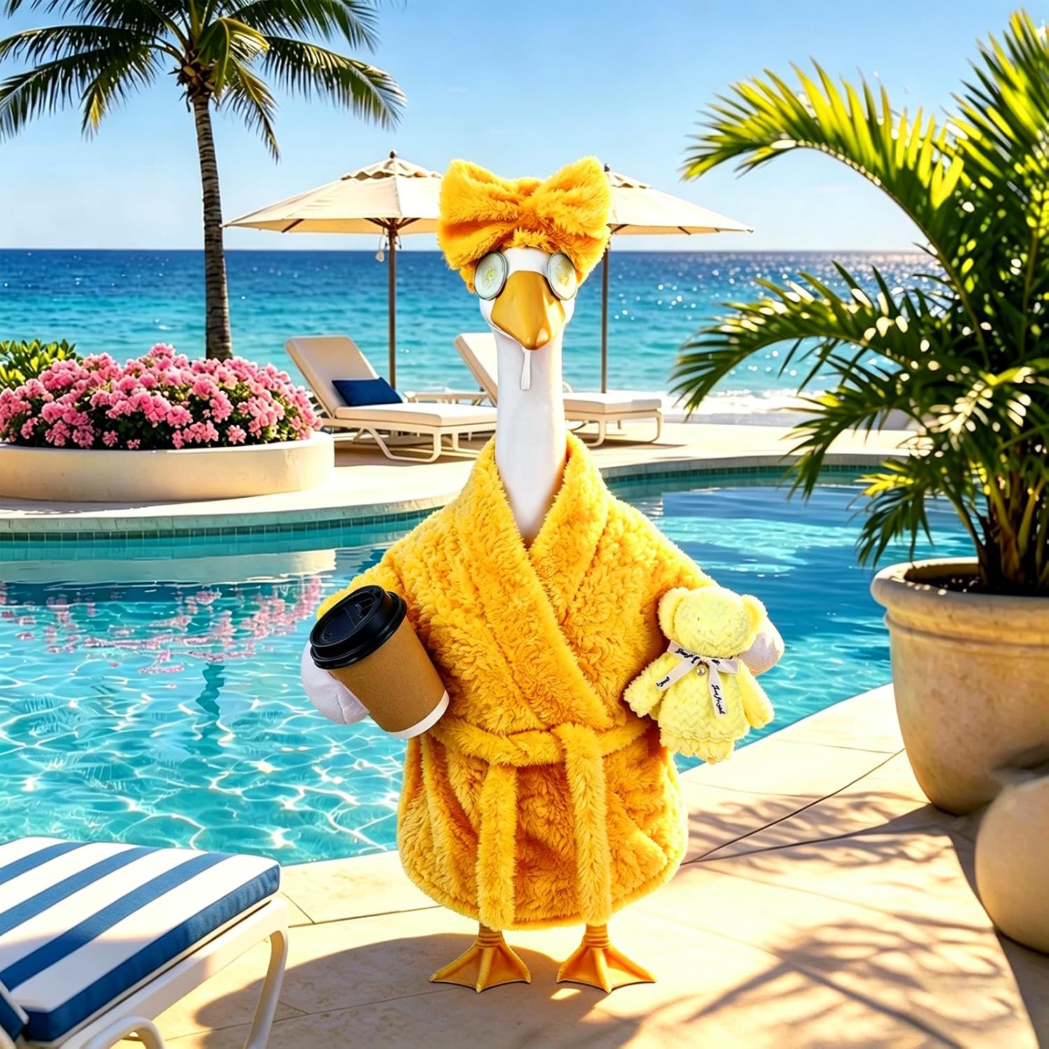 Detalle de Celltestria Lady Goose Bathrobe Costume for 23-Inch Porch Goose, Yellow