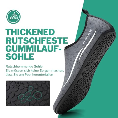 Detalle de Sixspace Badeschuhe Damen/Unisex Grau 38 EU – Wasserschuhe mit rutschfester Sohle