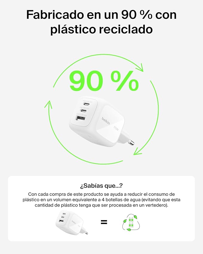 Thumbnail 6 de Belkin Cargador USB‑C 70 W, 3 puertos