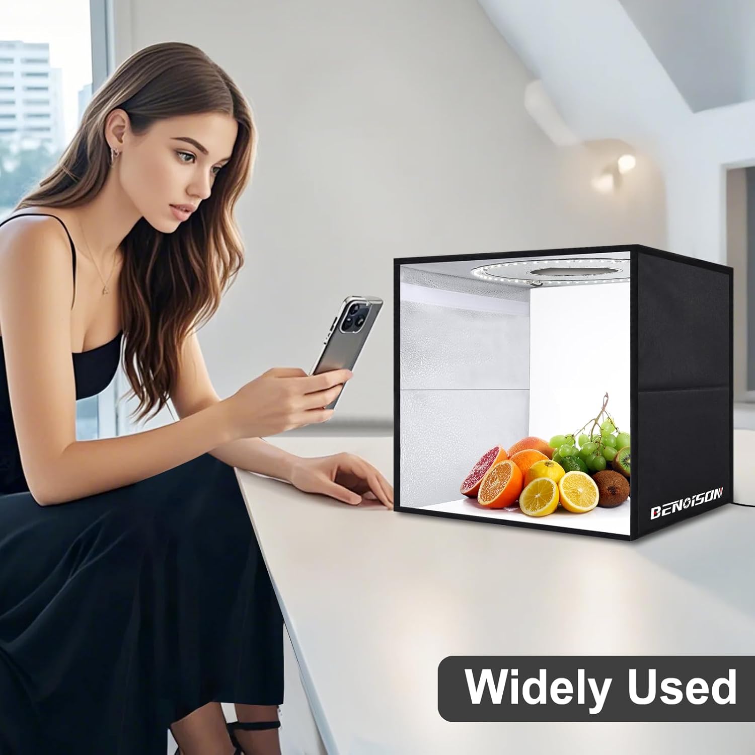 Thumbnail 6 de Studio Photo Portable 40x40 cm avec 120 LED et 6 fonds PVC pour photo de produits