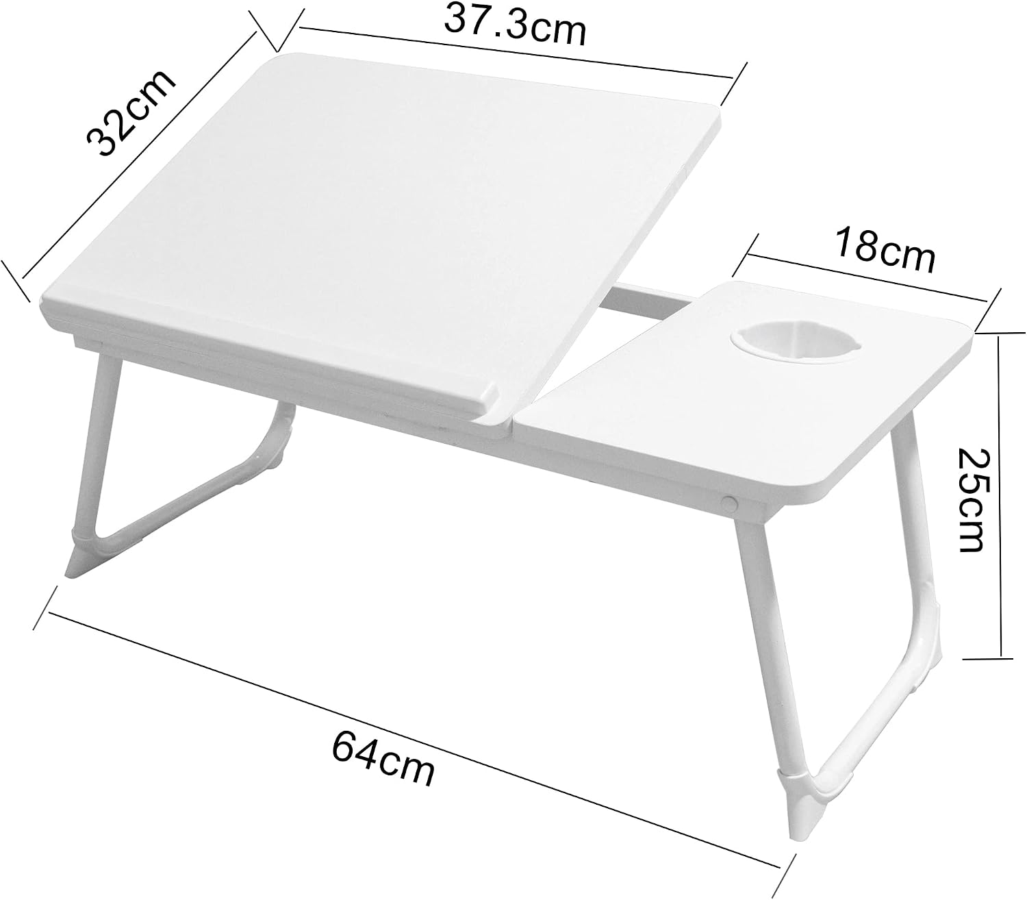 Detalle 2 de Laptop Desk with Foldable Legs & Cup Slot (White) – Bed Tray for Sofa, Bed, or Terrace