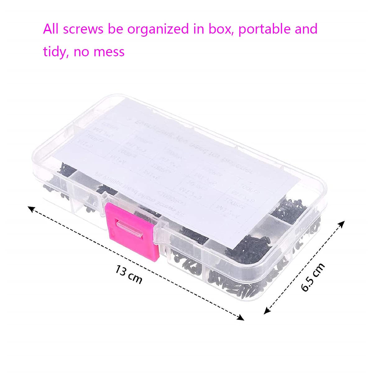 Thumbnail 6 de TAIANJI 1000 Pcs Micro Screws Set – M1 to M1.7 in 10 Sizes, Black