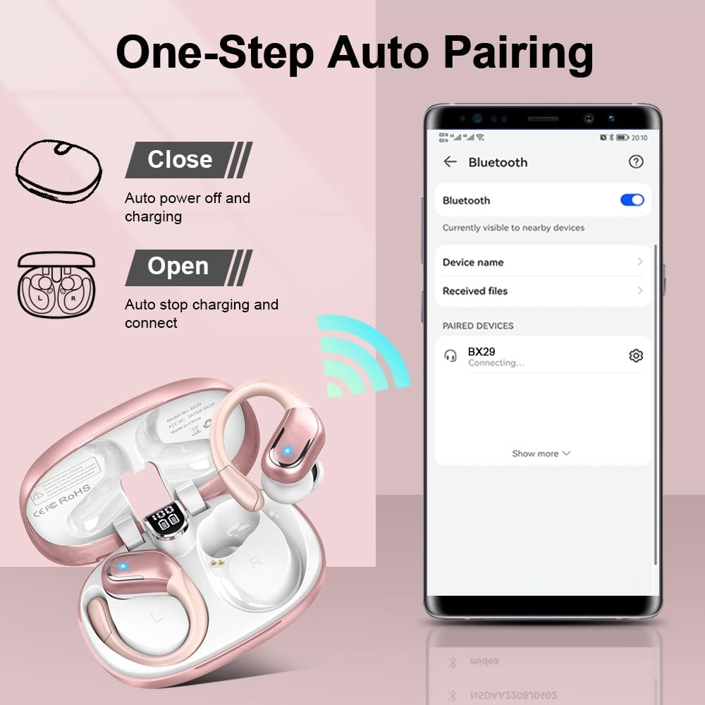 Thumbnail 5 de Wireless Earbuds with IPX8 Waterproofing, 5.4 Bluetooth, and 75H Battery — Sport-Ready Ear Hooks