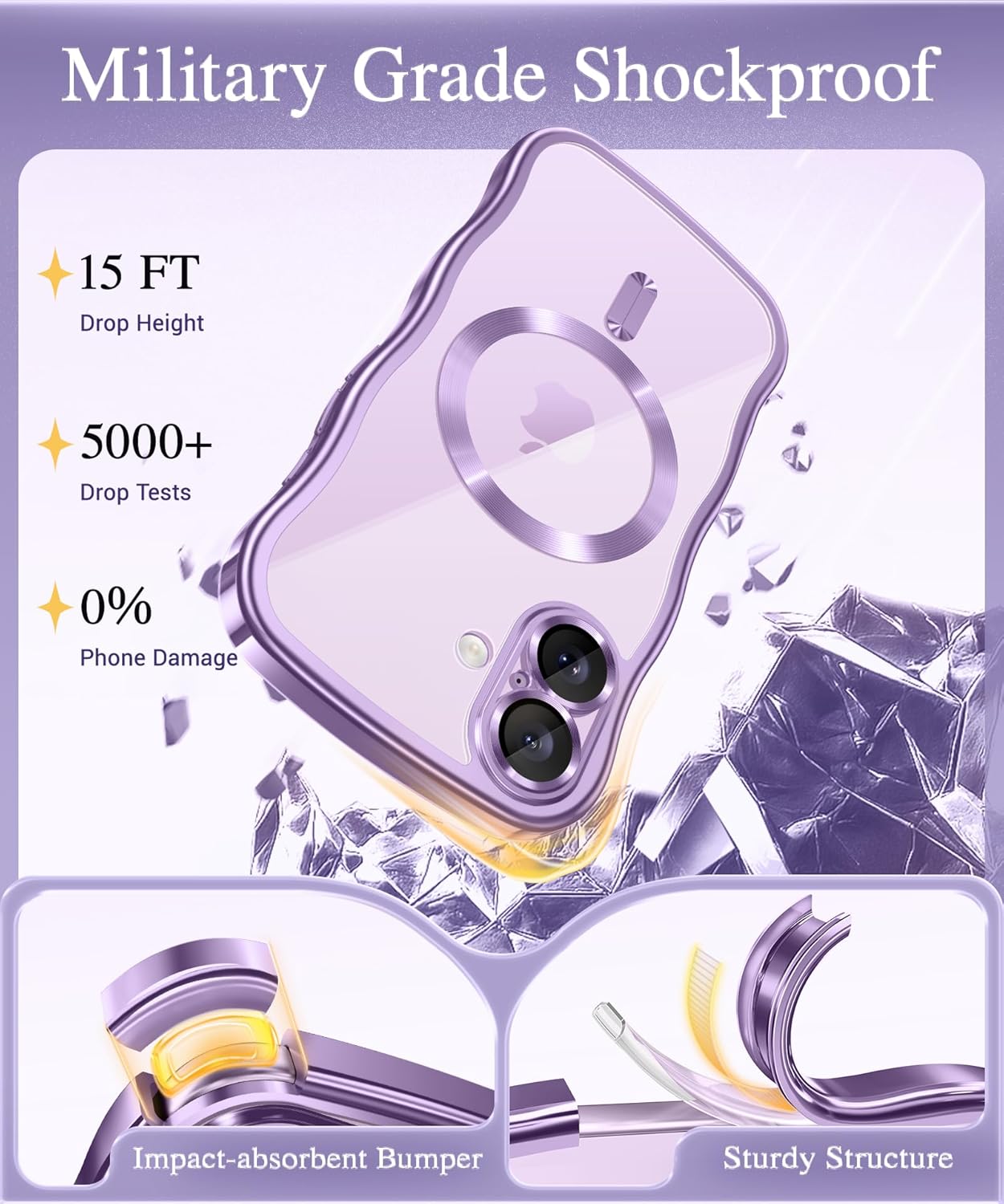 Thumbnail 6 de GVIEWIN iPhone 17 Case 6.3" Clear Lilac
