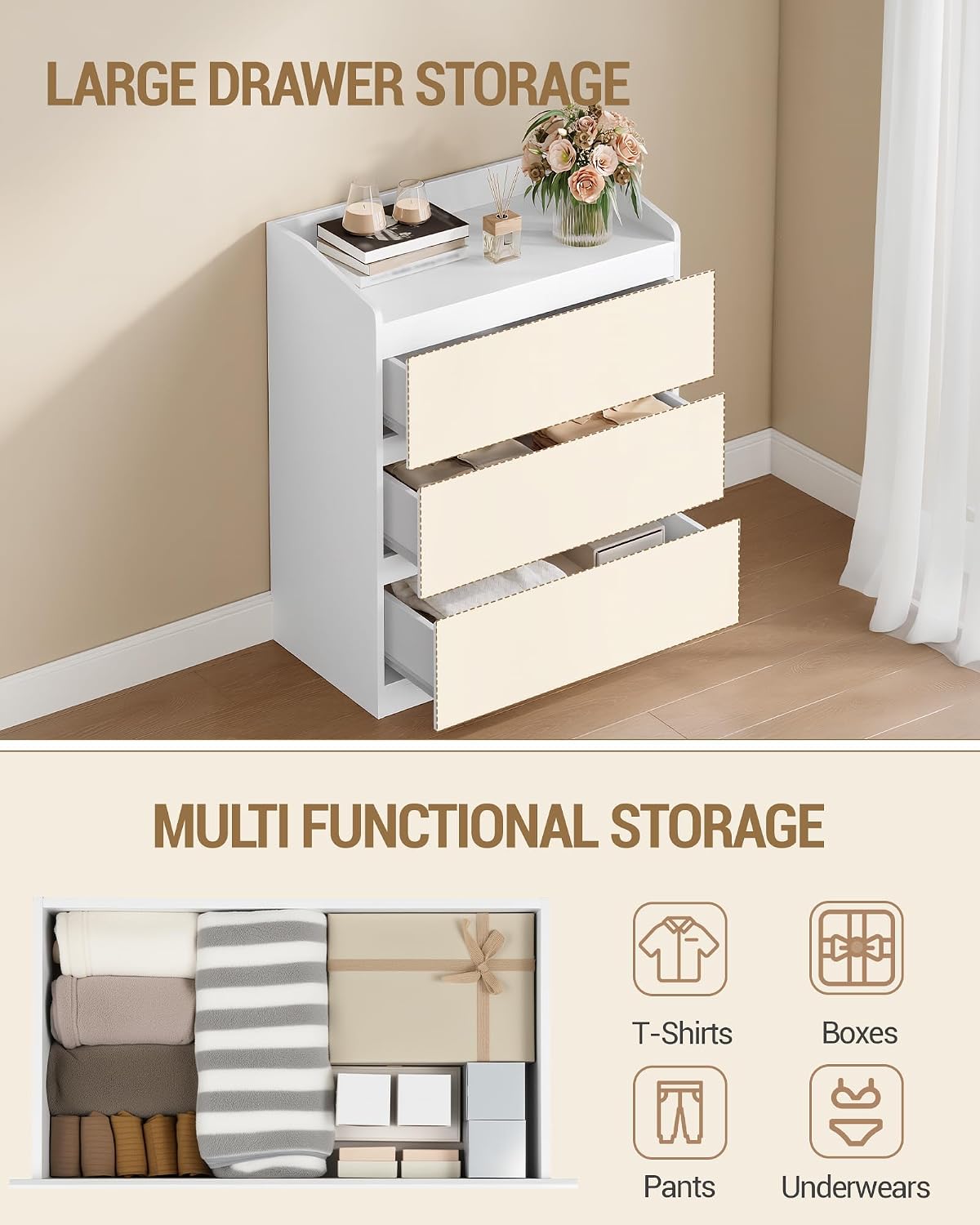Thumbnail 4 de Hzuaneri Commode 138 cm, 6 Tiroirs — rangement élégant et pratique pour salon ou chambre