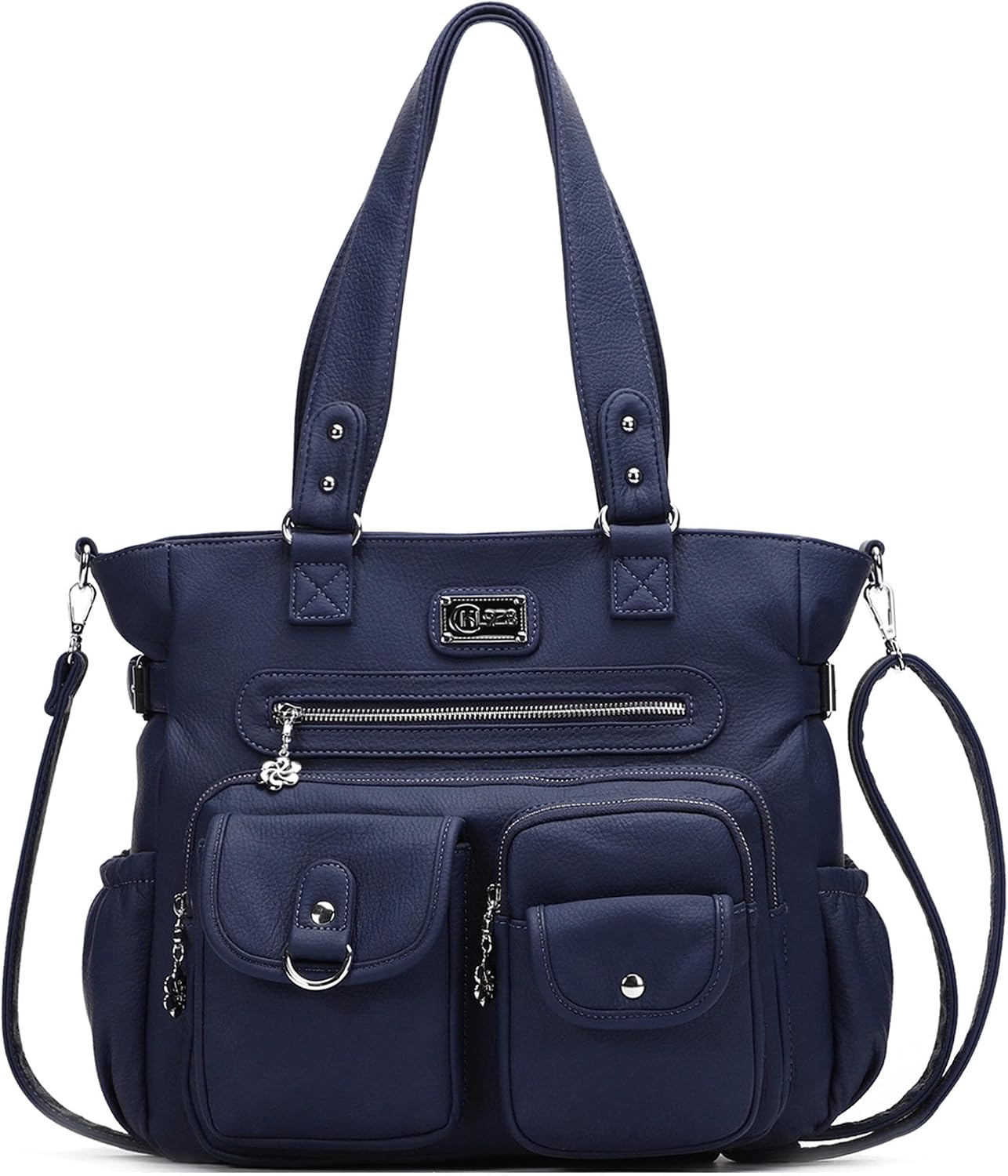 Detalle de KL928 Handtasche Damen Umhängetasche Schultertasche mit vielen Fächern – Kaffee
