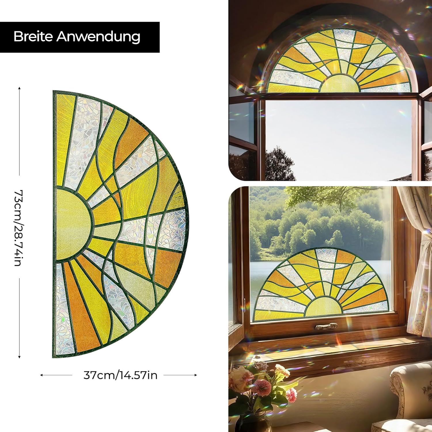 Thumbnail 5 de Fensterfolie selbstklebend 3D Buntglas – Fancyclings, 45×80 cm