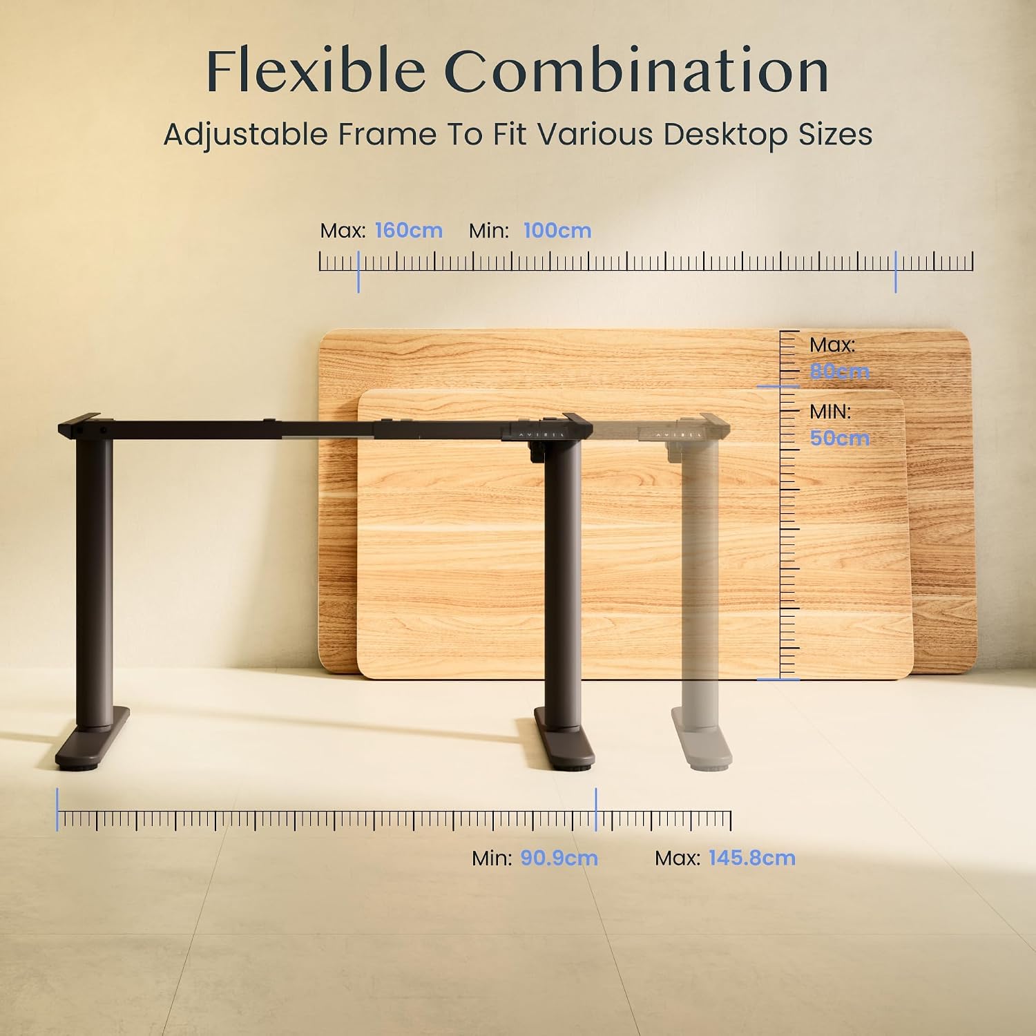 Detalle 1 de FlexiSpot CylineX Electric Sit-Stand Desk Frame with Round Legs and Memory Control