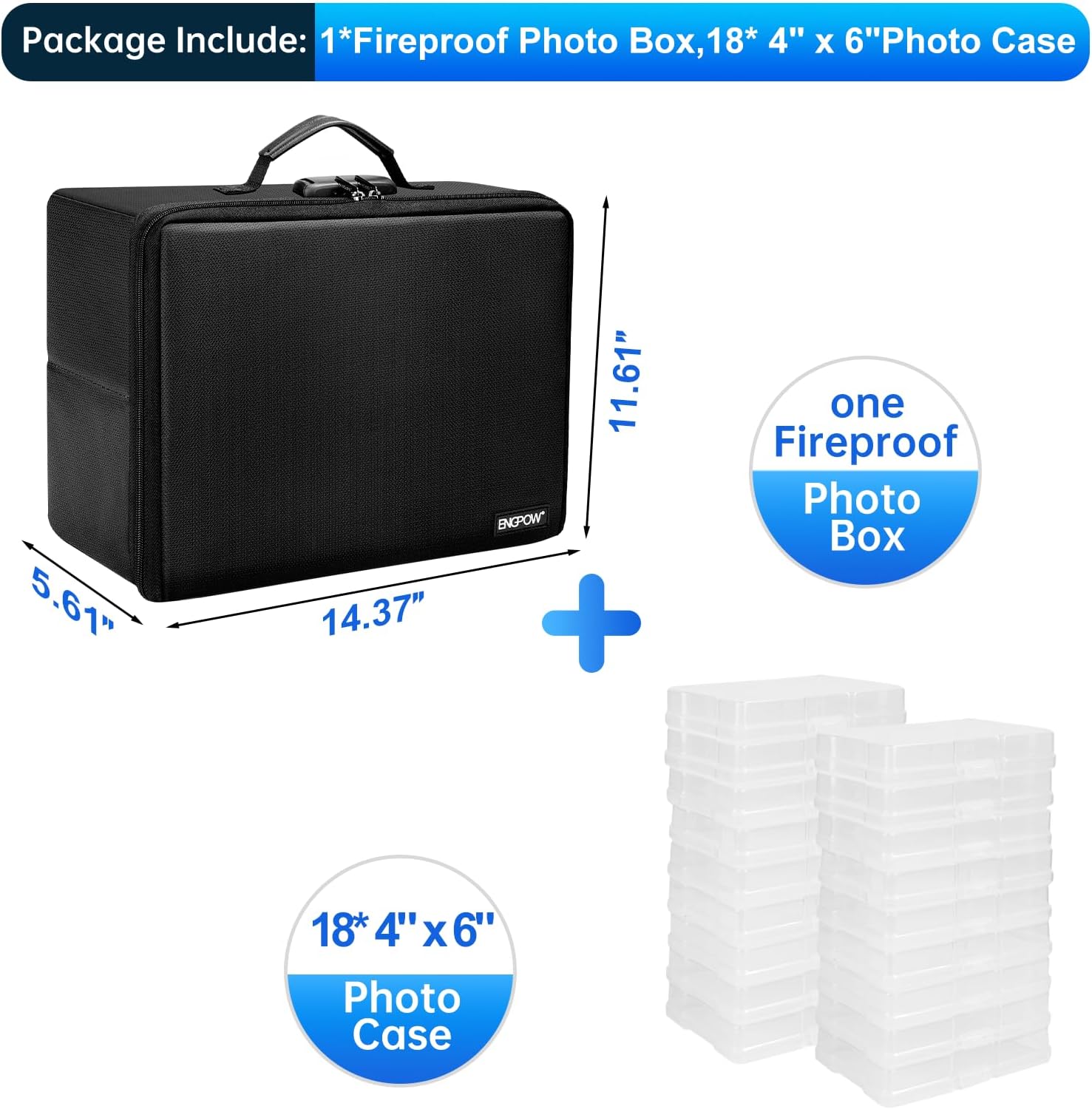 Detalle 2 de ENGPOW Photo Storage Box 18-slot, fireproof organizer