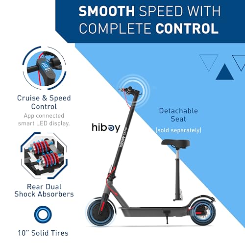 Detalle de Hiboy S2 Pro Electric Scooter — 500W Power, 10-Inch Solid Tires, 25-Mile Range