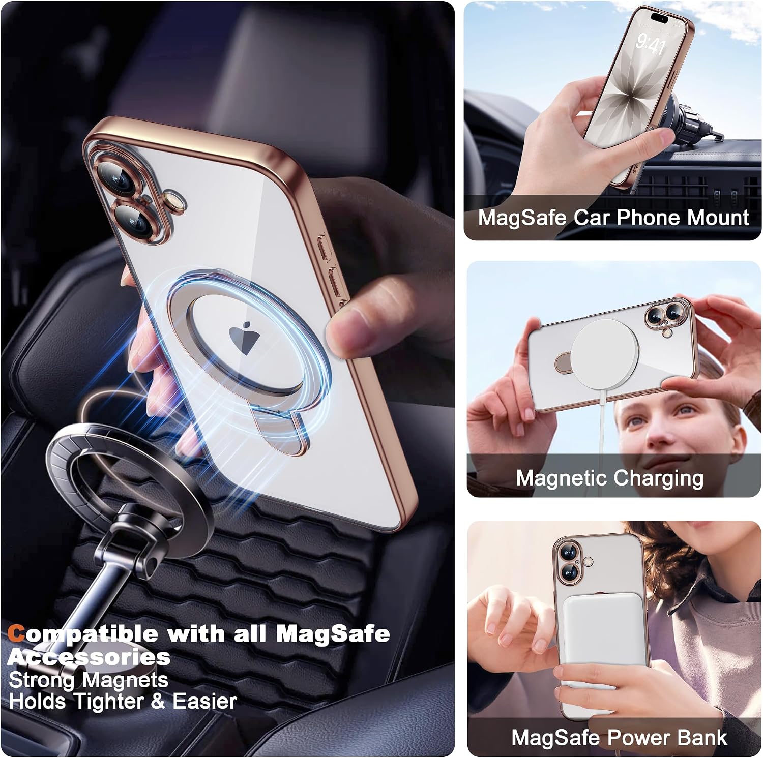 Detalle de ETPESOK 1-EE-AKN-iphone17-TDZD-BR iPhone 17用ケース デザートゴールド、磁気リングスタンド・カメラ保護