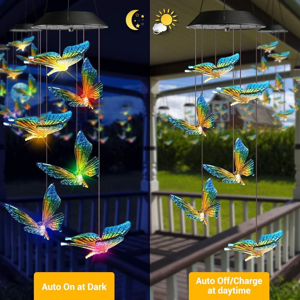 Thumbnail 2 de Qedertek Windspiele für Draußen – LED-Schmetterlinge mit Solarbetrieb und Farbwechsel