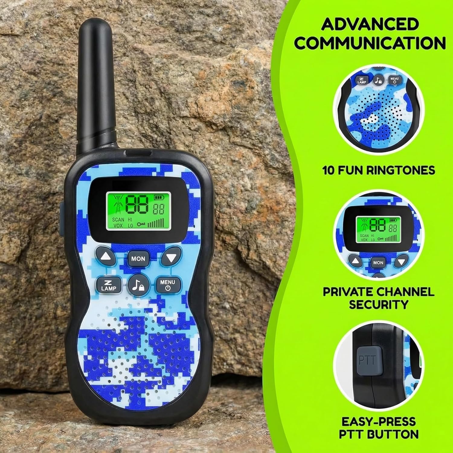 Thumbnail 2 de JUAUO HK-588 oplaadbare walkietalkies voor kinderen, set van 3 met VOX