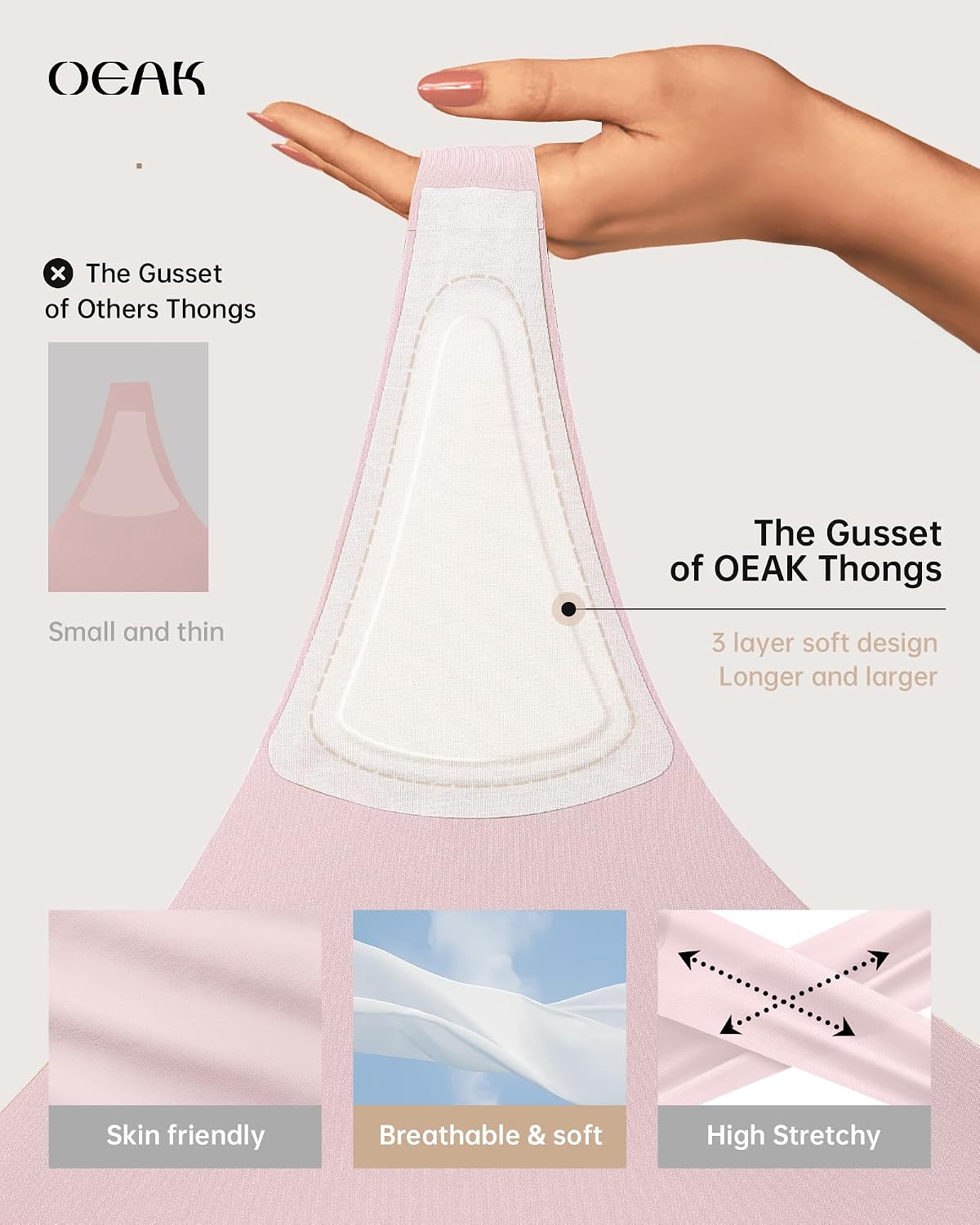 Detalle de OEAK Seamless Thongs for Women