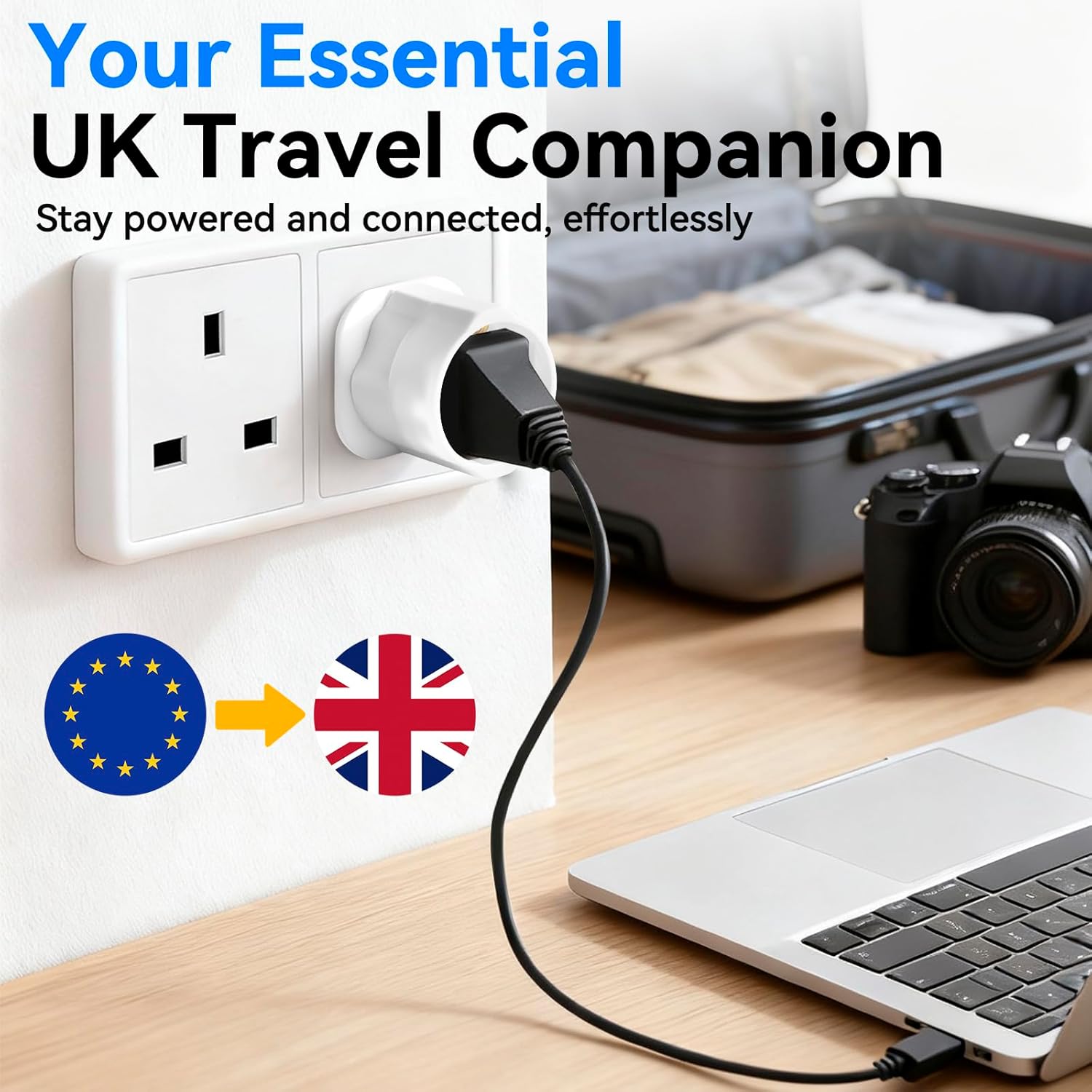 Thumbnail 3 de VGUARD UK Reiseadapter-Set (3er-Pack) England/Deutschland Stecker – Schuko (EU) auf UK Steckdose, weiß