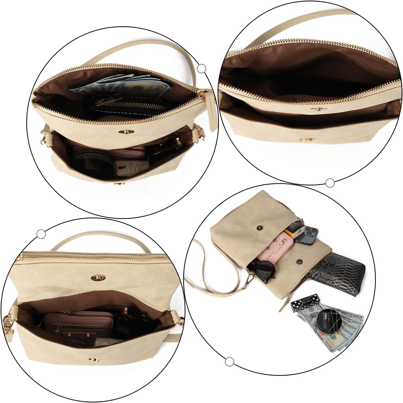 Thumbnail 4 de Gladdon sac à bandoulière pour femme – petit sac tendance rétro avec bandoulière amovible et fermeture éclair en métal