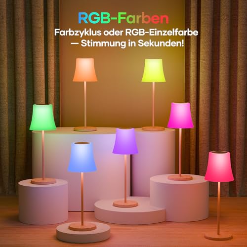 Detalle 2 de Suright LED Tischlampe Kabellos – Akku Tischleuchte mit 3 Farbmodi & RGB