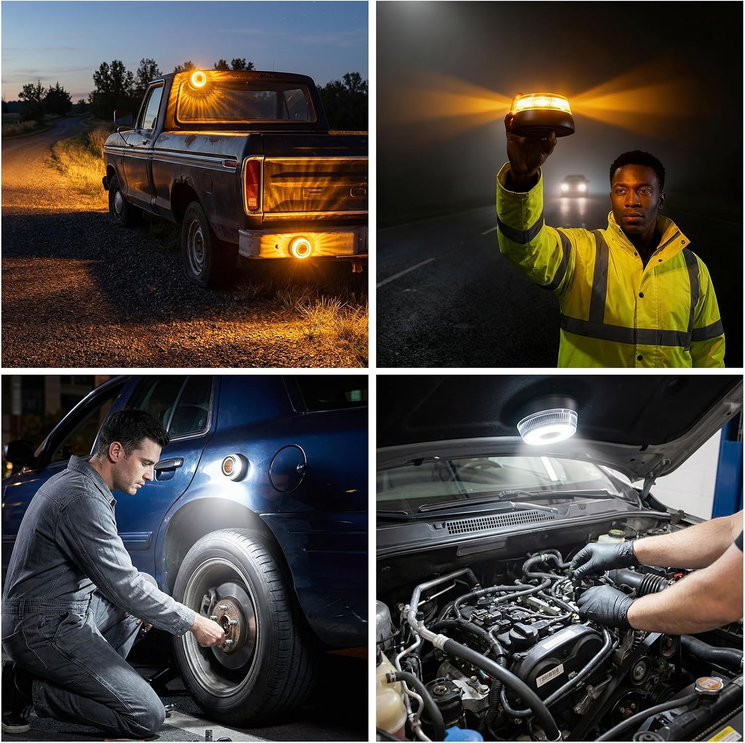Thumbnail 6 de Emergency Warning Light: LED Rotating Beacon with 3 Flash Modes, Battery-Powered Magnetic Mount