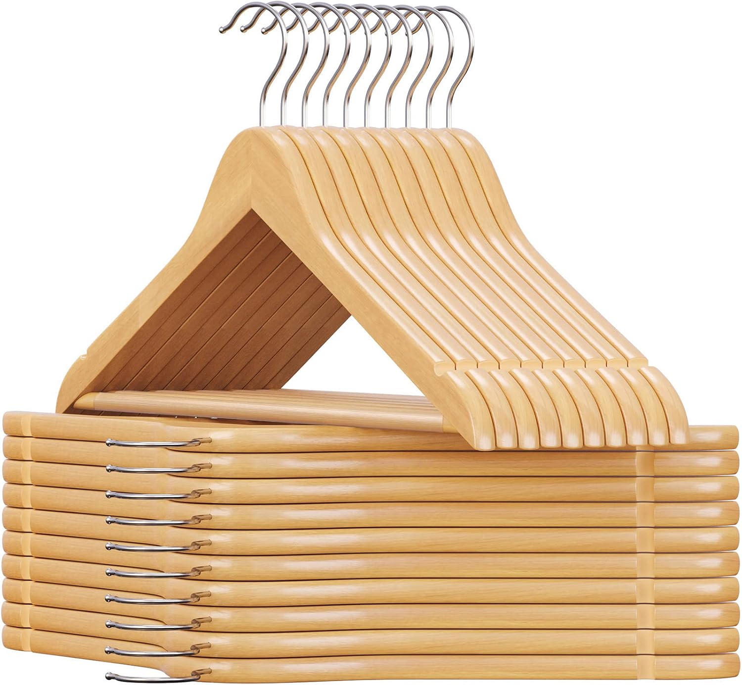 Detalle de SONGMICS Kleiderbügel aus Massivholz 20er-Set mit 360° Drehhaken (CRW001-20)
