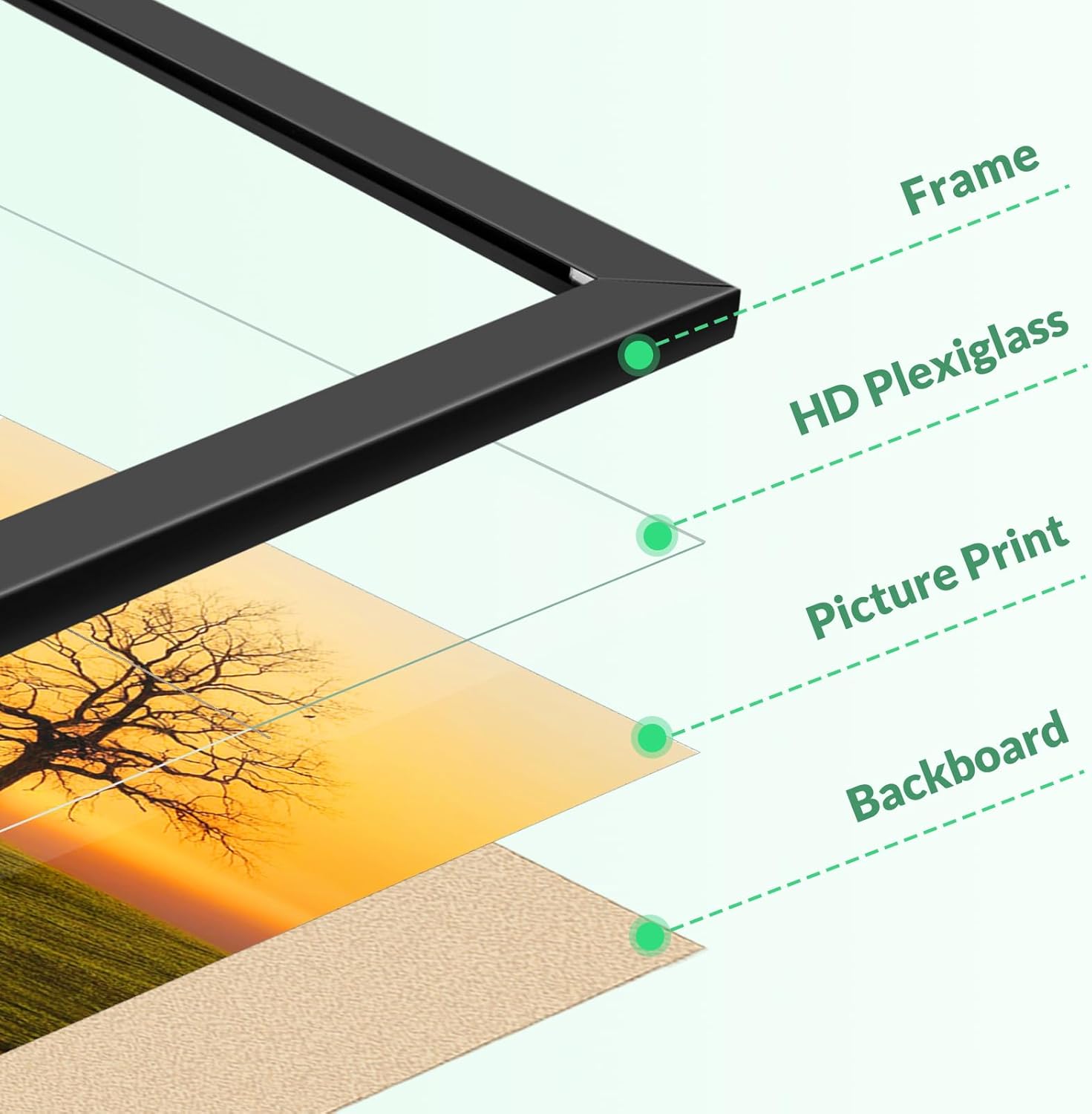 Thumbnail 1 de Veleclo 22.375x34 Picture Frame (Black) with Shatter-Resistant Plexiglass for Wall Display, 1 Pack