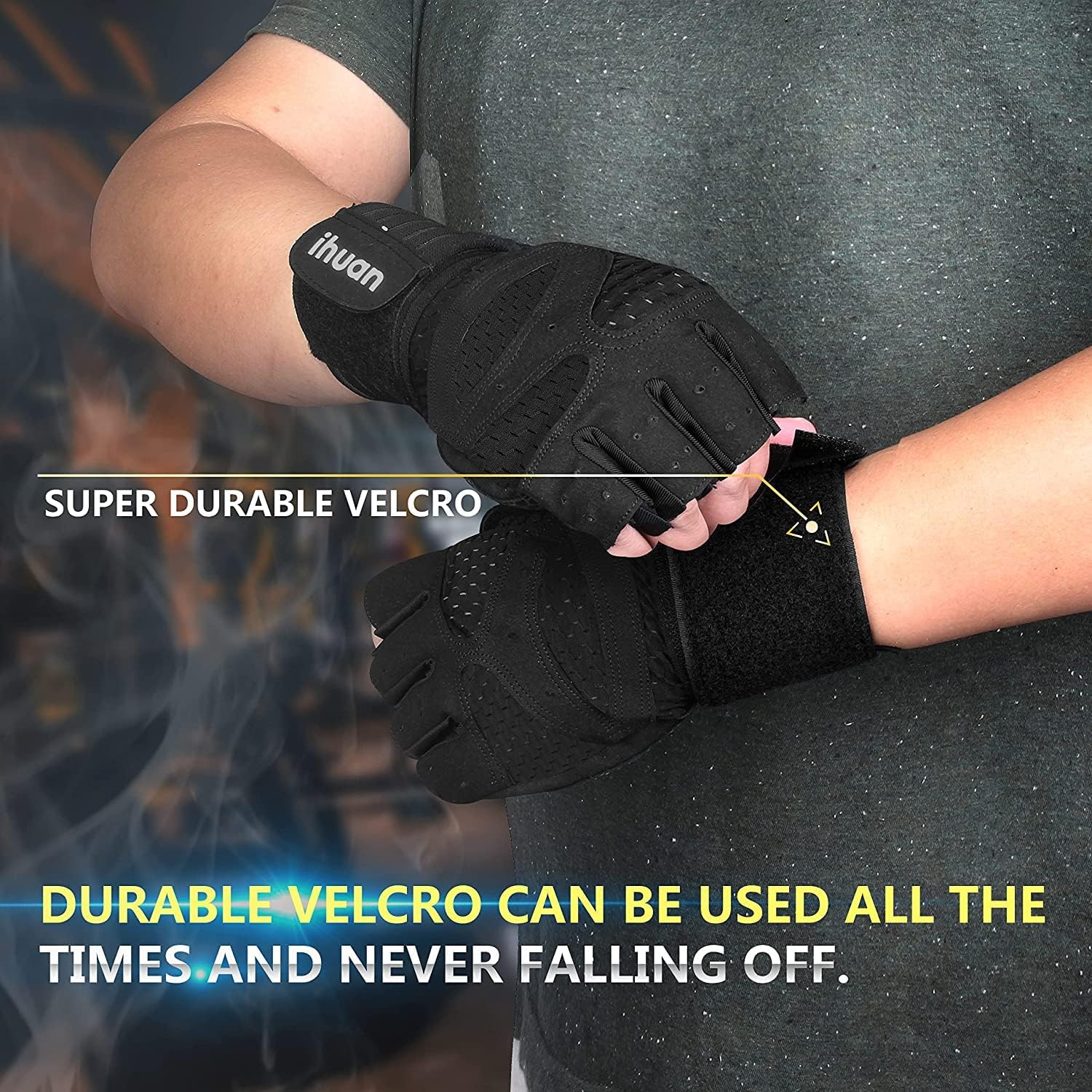 Detalle de ihuan Ventilated Weightlifting Gloves with Wrist Wraps