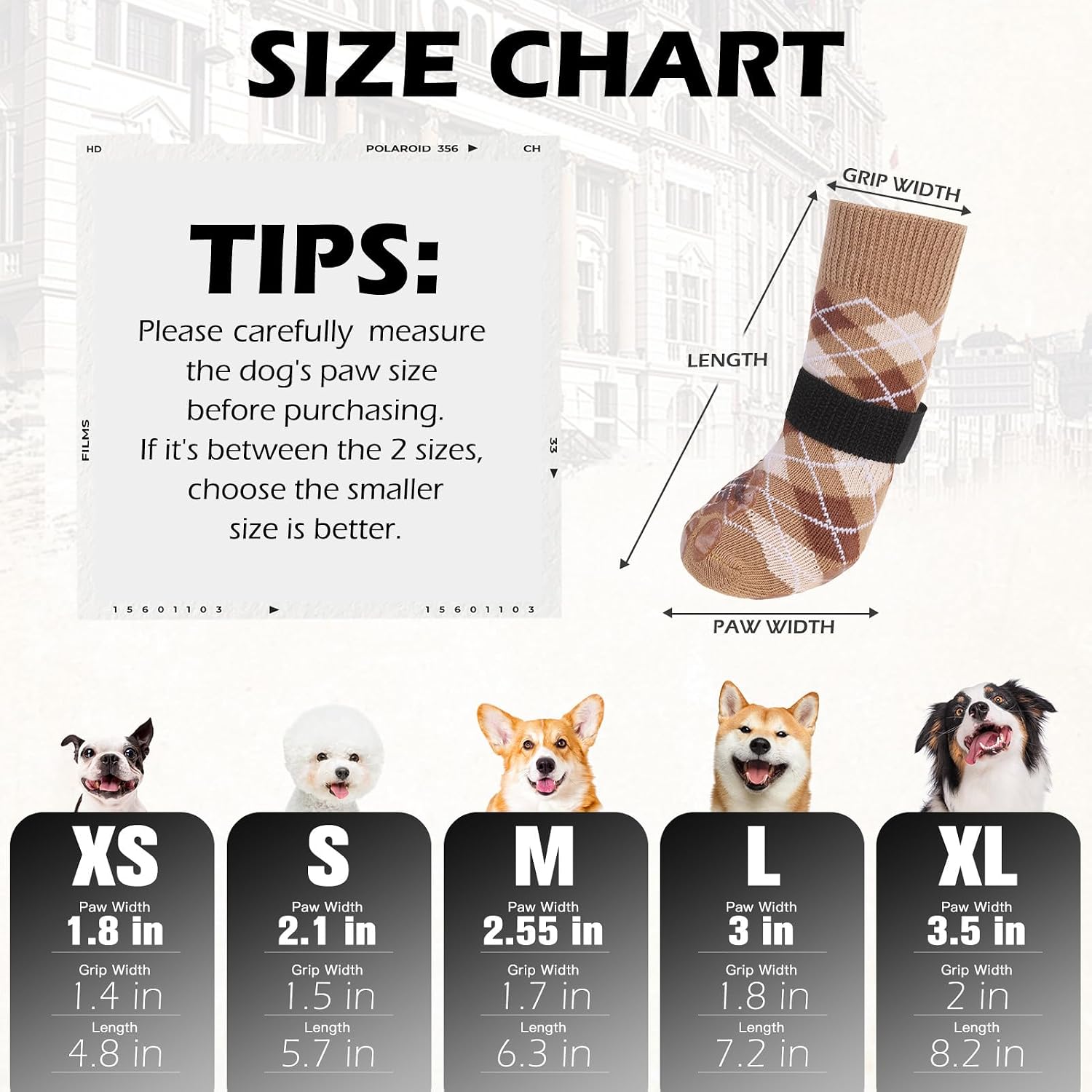 Detalle 2 de EXPAWLORER Dog Socks Khaki XS 4 Pack