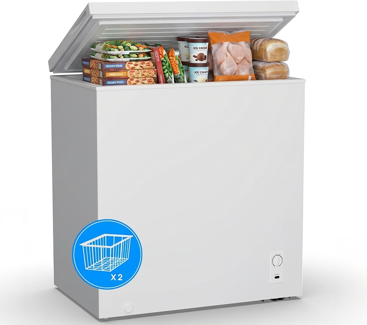 Detalle de Landeagle 5.1 Cu. Ft. Chest Freezer with 7 Settings, Baskets and LED Light