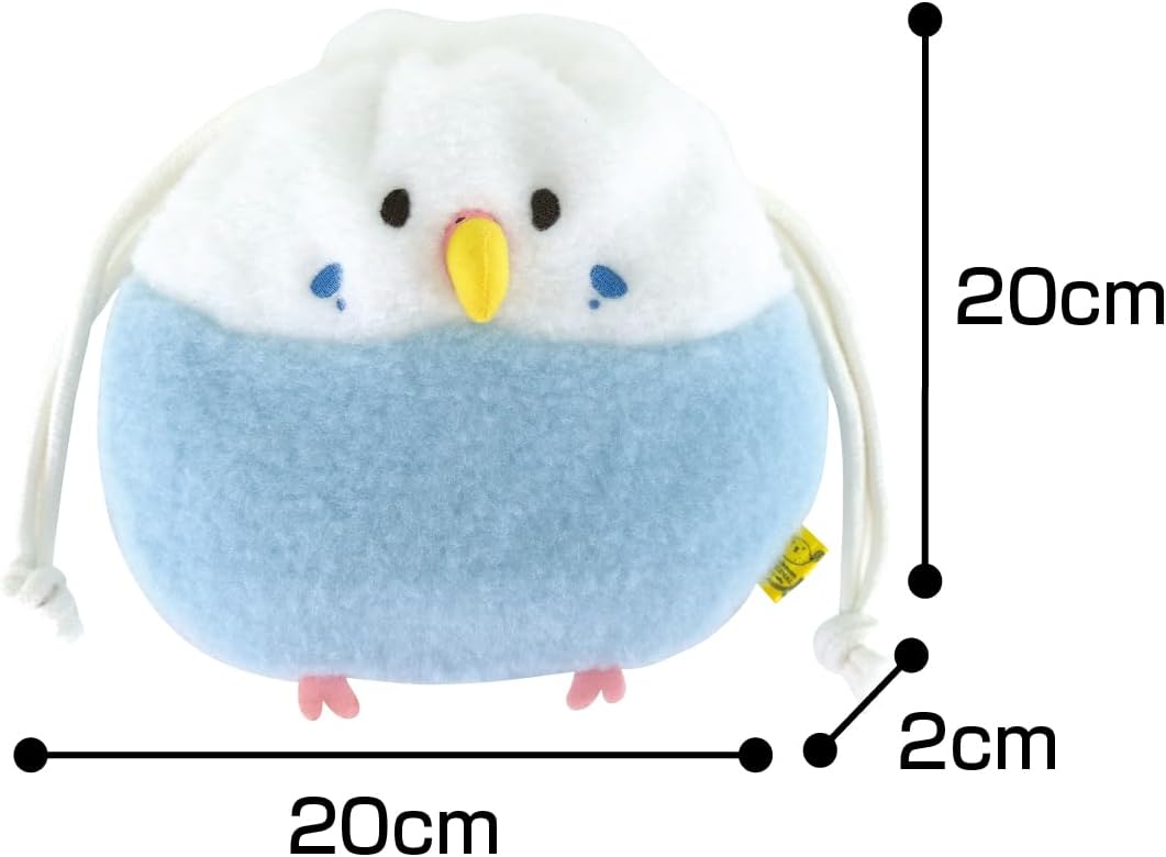 Thumbnail 1 de サンレモン ぽわびより P-9262 インコの巾着 ブルー・羊毛風生地・20×2×20cm